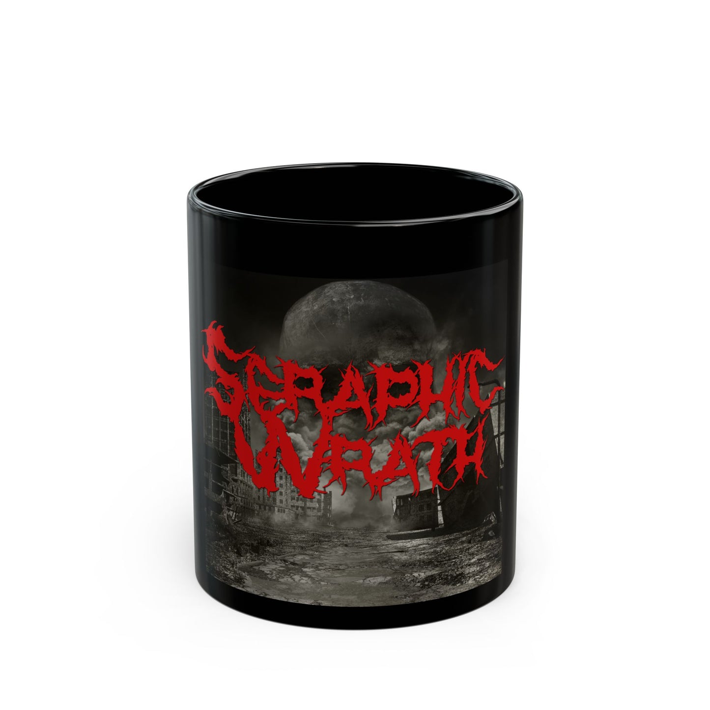 Seraphic Wrath Black Mug - 11oz/15oz | Edgy Gothic Coffee Cup for Metal Fans
