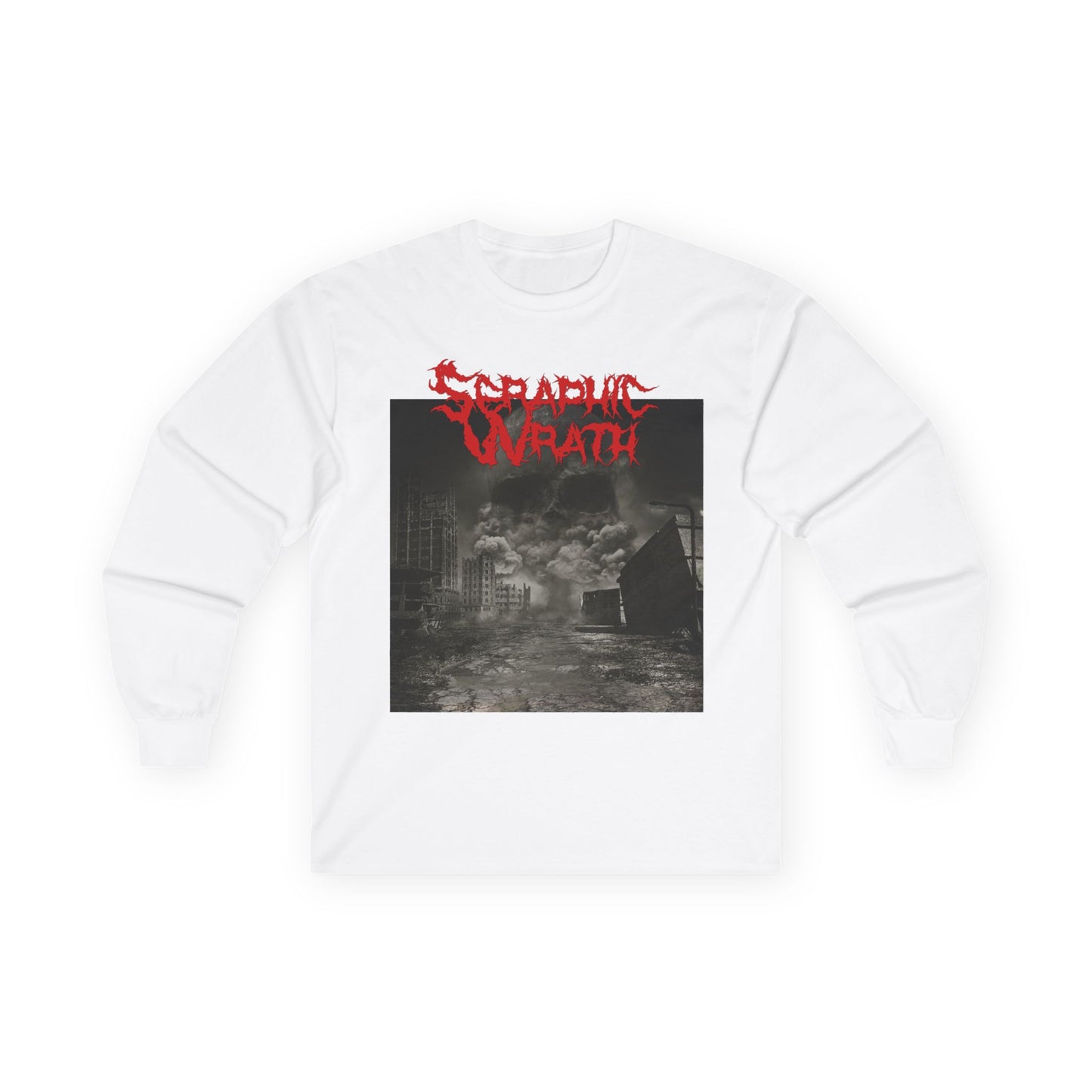 Unisex Long Sleeve Tee - Seraphic Wrath Graphic Tee for Edgy Fashion Lovers