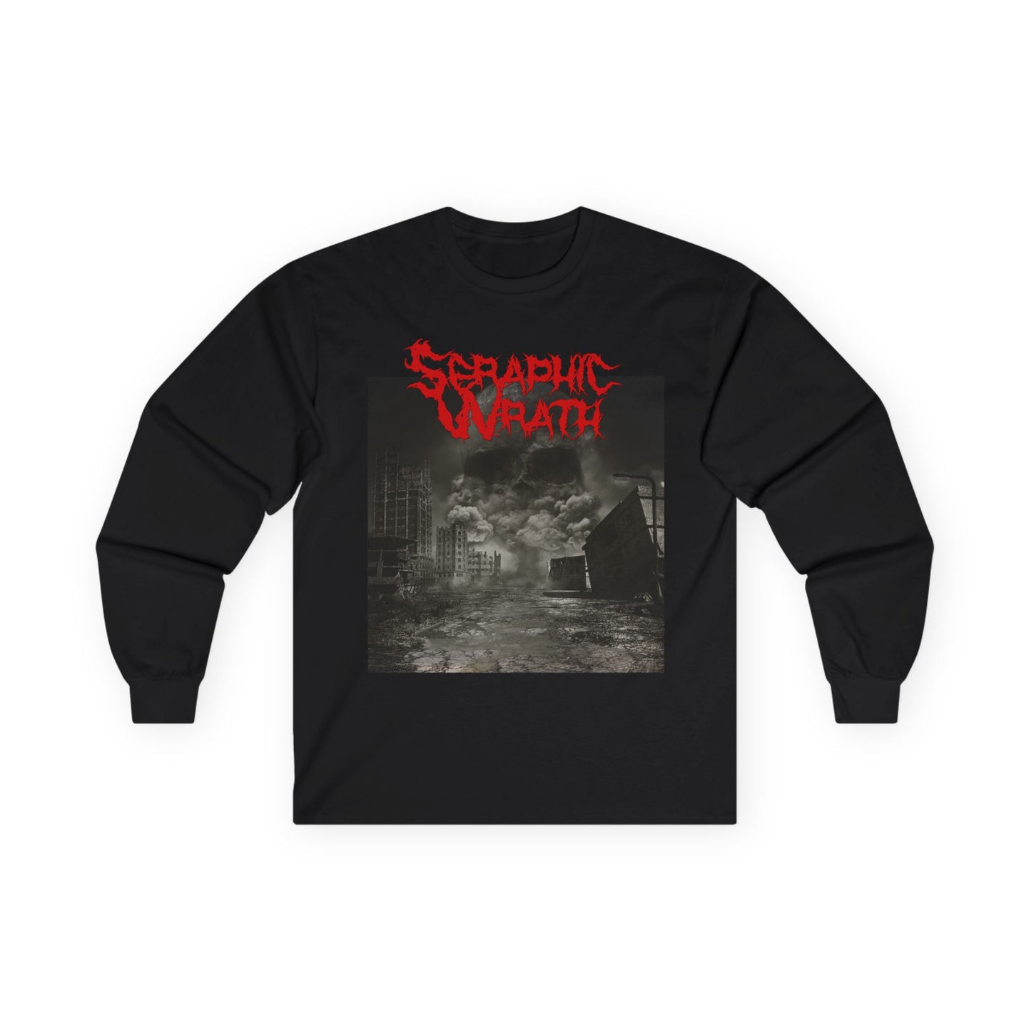 Unisex Long Sleeve Tee - Seraphic Wrath Graphic Tee for Edgy Fashion Lovers