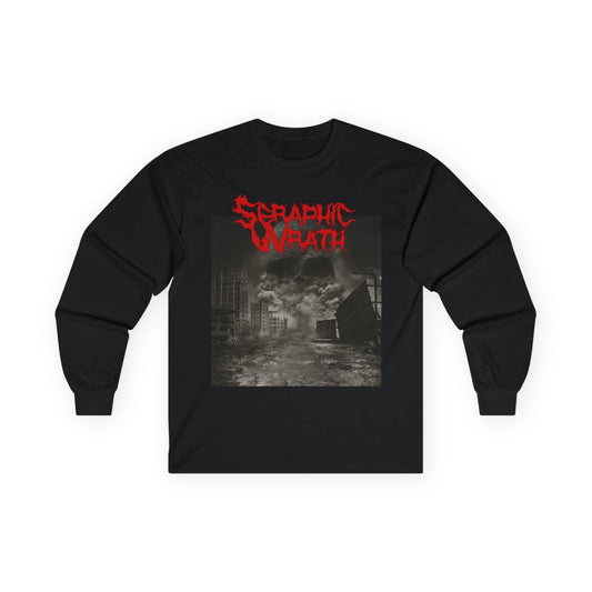 Unisex Long Sleeve Tee - Seraphic Wrath Graphic Tee for Edgy Fashion Lovers