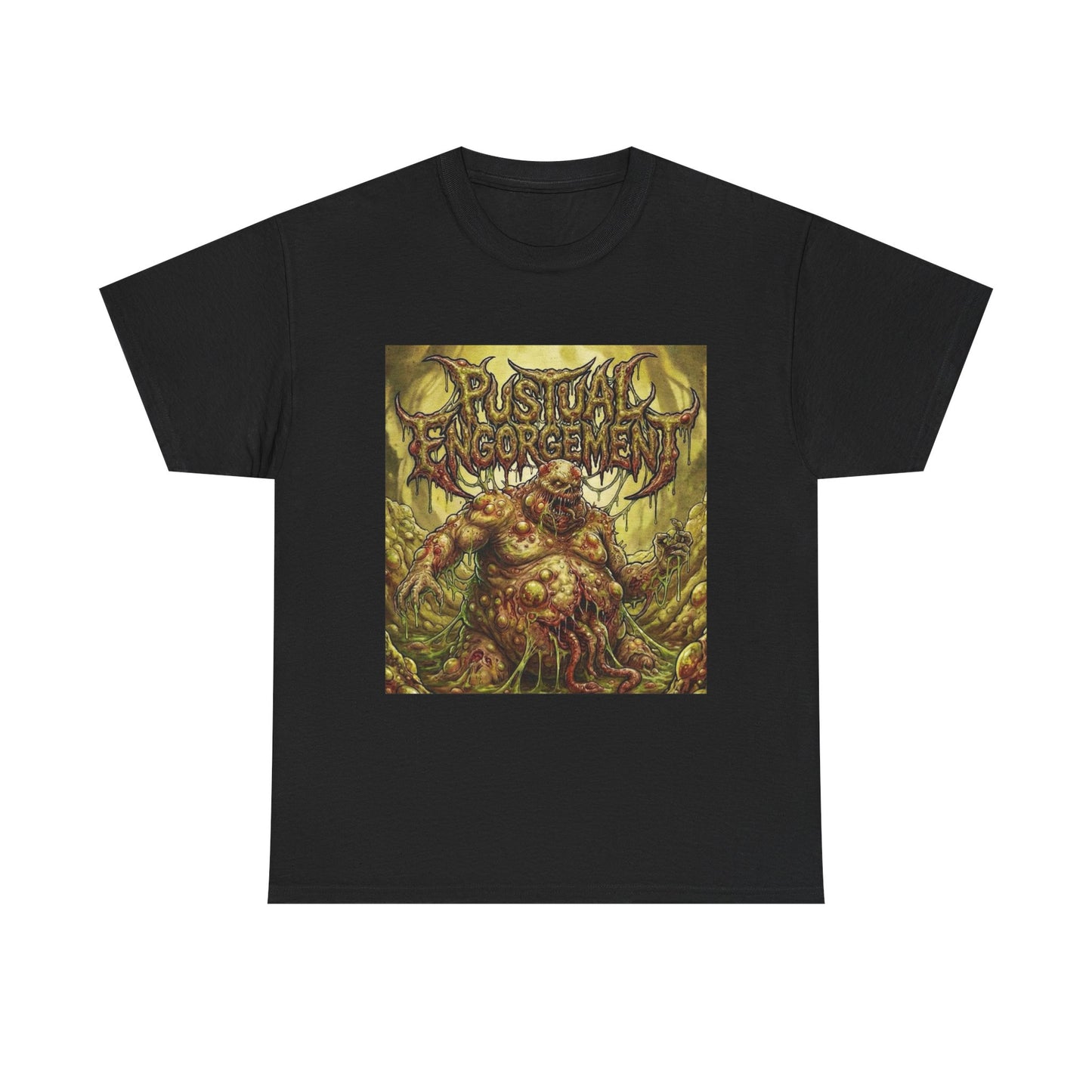 T-Shirt — Pustual Engorgement Horror Band Tee (Graphic Metal Artwork)