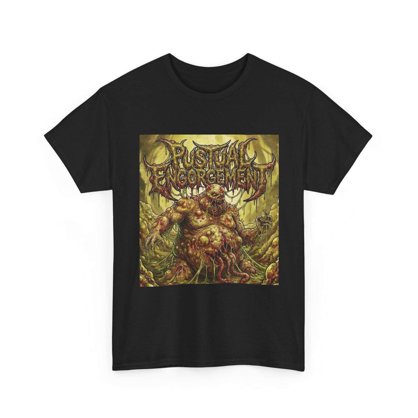 T-Shirt — Pustual Engorgement Horror Band Tee (Graphic Metal Artwork)